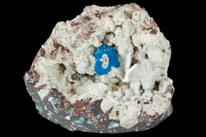 Vibrant Blue Cavansite Cluster on Stilbite - India #176792